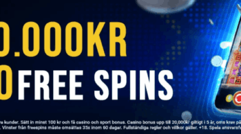 DBET välkomstbonus upp till 20 000 kr och 350 freespins